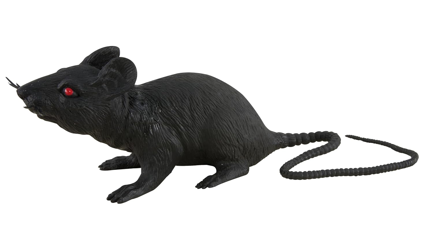 P'TIT Clown - 47792 - Rat Noir en Plastique - Parfait pour Décoration Halloween Effrayante - Ambiance Sinistre - Maison Hantée - Accessoire Incontournable pour Fêtes Terrifiantes