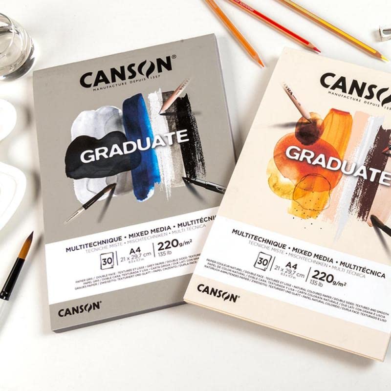 CANSON Graduate Mixed Media — Bloc papier A4 30 feuilles gris – Image 4