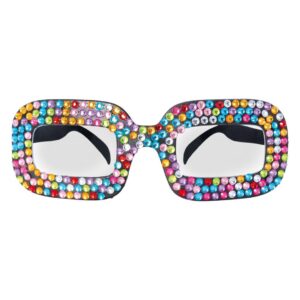 P'TIT CLOWN - Lunettes Fantaisies - Funny Party Glasses - Adulte - Parfaites pour Déguisement Carnaval, Cosplay, Soirée Cocktail, Fête Tropicale - Plastique (Lunettes fantaisie à strass)