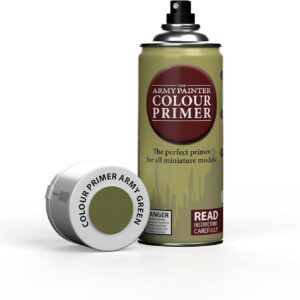 The Army Painter, Colour Primer Army Green, 400 ml Spray Acrylique Vert Armée, Apprêt pour la Peinture de Figurines Warhammer et Donjon et Dragon