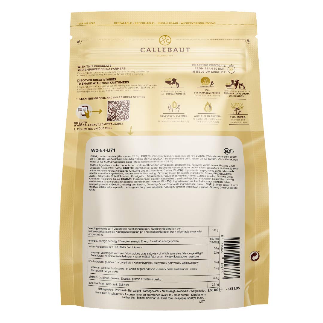 Callebaut W2NV 28% "Select" White Chocolate Chips Easymelt (Callets) (1 x 2,5 kg) – Image 3