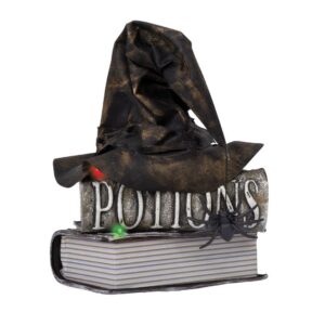 P'tit Clown - Automate Halloween - Animatroniques - Animatronics - Décoration Animée et Sonore et Lumineuse - Piles (3xAAA) Non incluses (Chapeau de sorcière bavard, 30 cm)