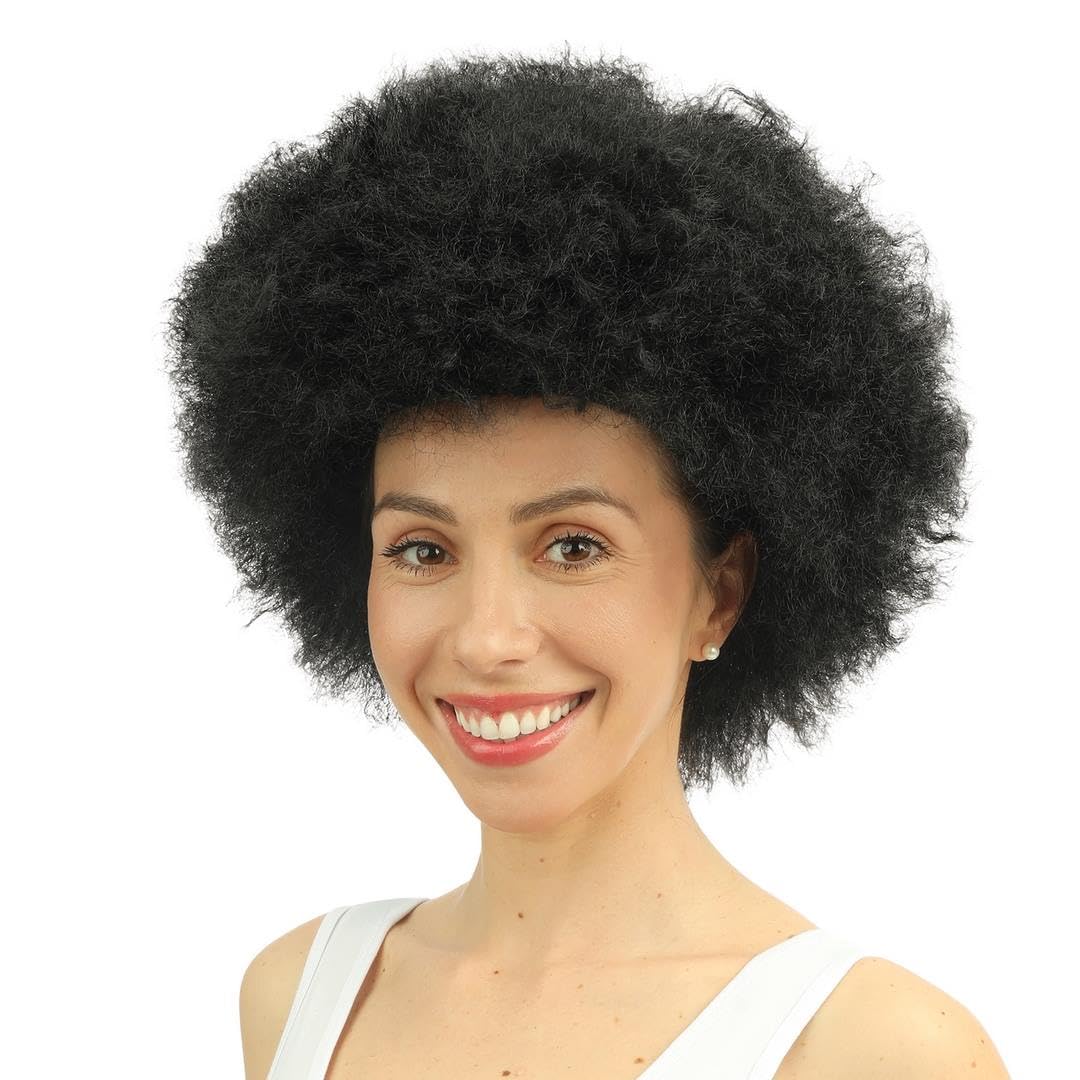 P'TIT CLOWN — Perruque afro noire années 70 – Image 3
