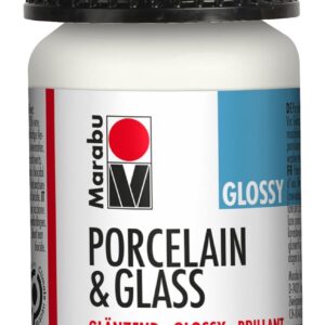 Marabu Peinture blanche brillante pour porcelaine, céramique et verre, 15 ml, pour peinture et estampage, à base d'eau, lavable, passe au lave-vaisselle