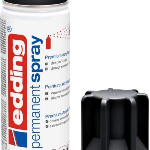 edding 5200 spray permanent - noir foncé mat - 200 ml - peinture acrylique pour peindre ou décorer verre, métal, bois, céramique, plastique, toile - peinture acrylique en aérosol