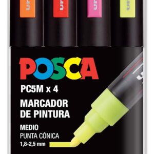 UNI Posca Lot PC 5M Fluor Lot de 4 marqueurs