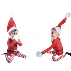 SPARKLERS CLUB Lot de 2 Lutins Farceurs de Noël - 1 Lutin Garçon et 1 Lutin Fille en Peluche - Idéal pour Animations, Blagues, Décorations de Fête et Magie de Noël pour Enfants et Adultes