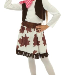 P'TIT CLOWN - Déguisement Cowboy Enfant - Costume Cow girl, Cow boy - Parfait pour Carnaval, Fêtes Costumées et Évènements à Thème - Polyester (Fille, 5-6 ans)