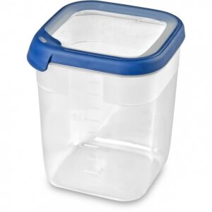 Curver Boîte Alimentaire carrée Multi Usage 2,6L en polypropylène 100% recyclé, 15x15x18,1 cm, adapté au Micro-Ondes, Lave-Vaisselle, Congélateur- Bleu