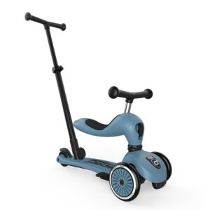 Scoot & Ride Highwaykick 1 Push and Go – Trottinette et Porteur 2 en 1, Guidon réglable, Transformation en 1 clic, Semelle antidérapante, légère et Durable – Acier