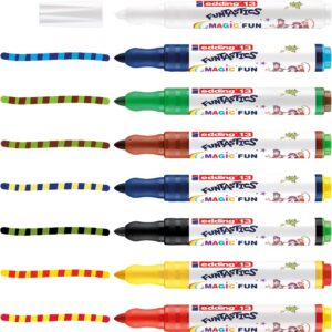edding 13 Funtastics Magic Marqueur - Multicolore - 8 stylos - Pointe ronde 2-4 mm - Feutres multicolores pour enfants avec transformation magique des couleurs, idée cadeau pour enfant