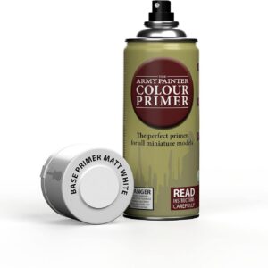 The Army Painter, Colour Primer Matt White, 400 ml Spray Acrylique Blanc Mat, Apprêt pour la Peinture de Figurines Warhammer et Donjon et Dragon