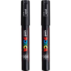 POSCA Lot de 2 marqueurs PC-1MC noir | pointe extra-fine conique