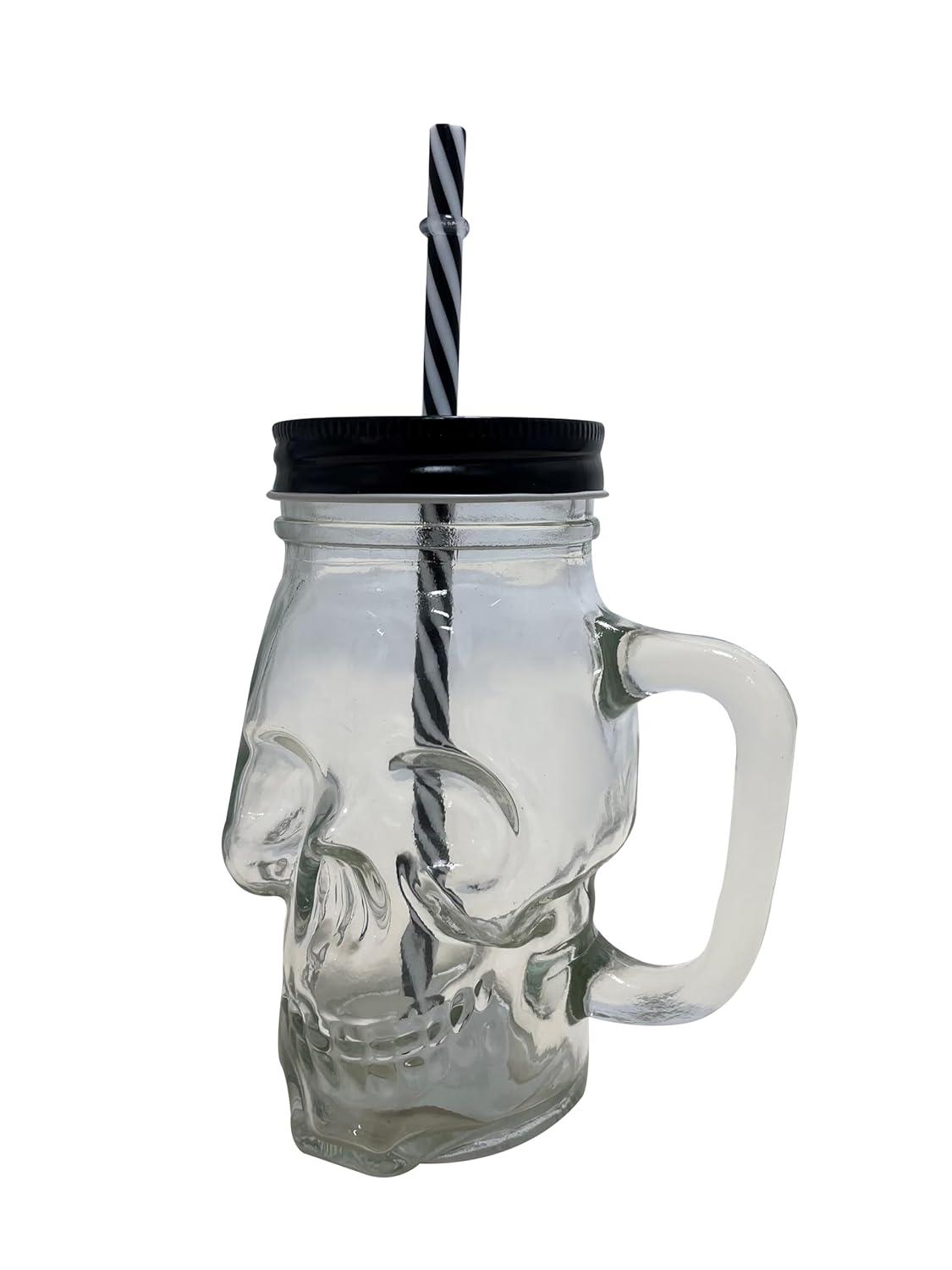 P'tit Clown - 21059 - Verre Tête de Mort avec Paille - Pour Décoration Halloween et Boissons Effrayantes - Idéal pour Fêtes à Thème et Maison Hantée - Accessoire Original et Terrifiant - 500 ml