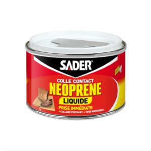 Sader Colle Contact Néoprène Liquide – Colle Extra Forte Tous Matériaux – Prise Immédiate – Idéale pour Surfaces Horizontales – Applicable au Pinceau – Boîte de 250 ml