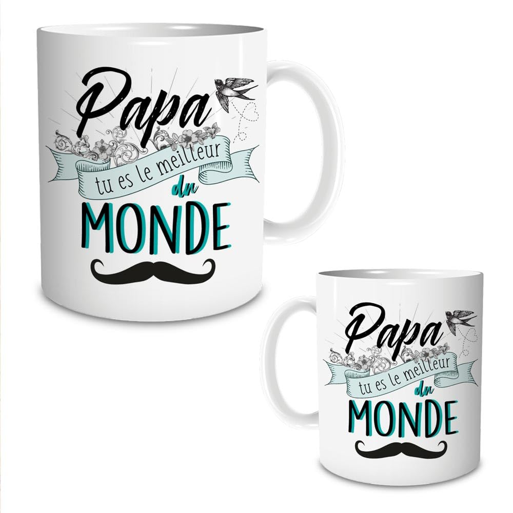 PAPA TU ES LE MEILLEUR DU MONDE — Mug en céramique blanc – Image 3
