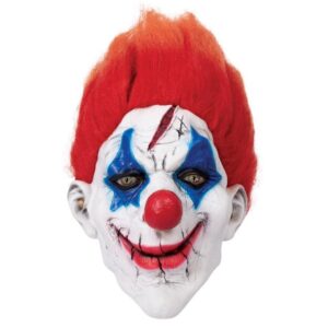 Masque intégral de Clown pour Halloween avec Cheveux, pour Adulte, Unisexe (Rouge, Bleu)