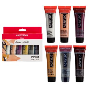 Amsterdam Standard Series Peinture Acrylique | Set Portrait (6 x 20 ml) | Couleurs de Mélange pour Différents Tons de Peau