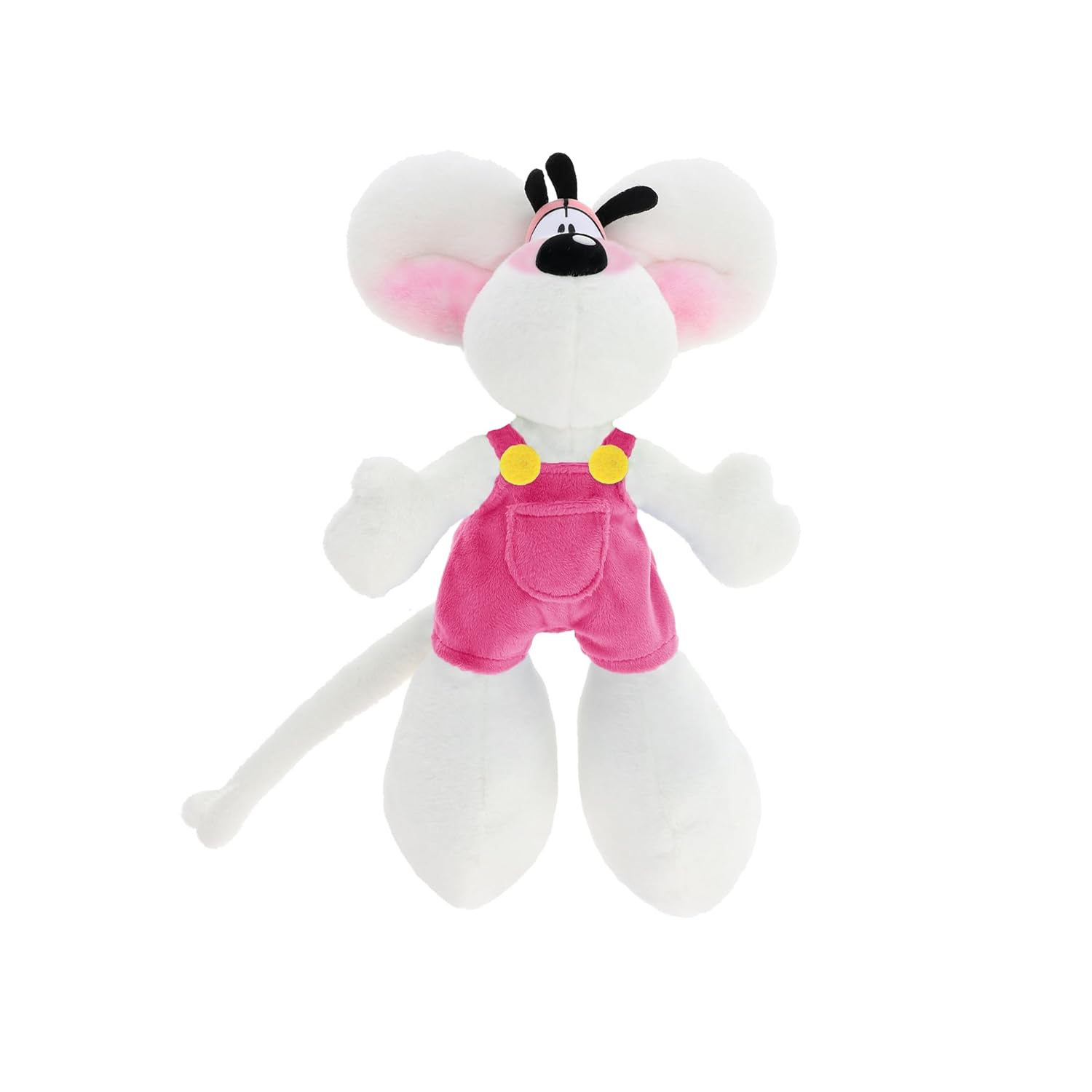 Diddl - Peluche en Salopette Rose 20cm - 100% Recyclée - Peluche Écoresponsable et Douce - Cadeau Original Enfant - Souris Années 90 à Collectionner - Cadeau Enfant et Adulte