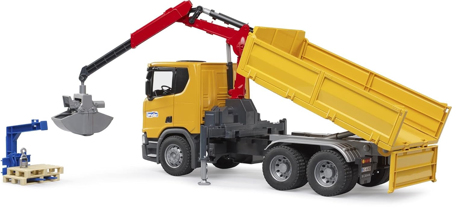 BRUDER Scania — Camion de chantier avec grue et 2 palettes – Image 4