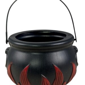 P'tit Clown - 14206 - Chaudron de Sorcière Halloween avec Effet Flammes - Ø 17 cm - Accessoire de Décoration pour Fête, Maison Hantée, Table ou Mise en Scène Magique - Plastique - Noir