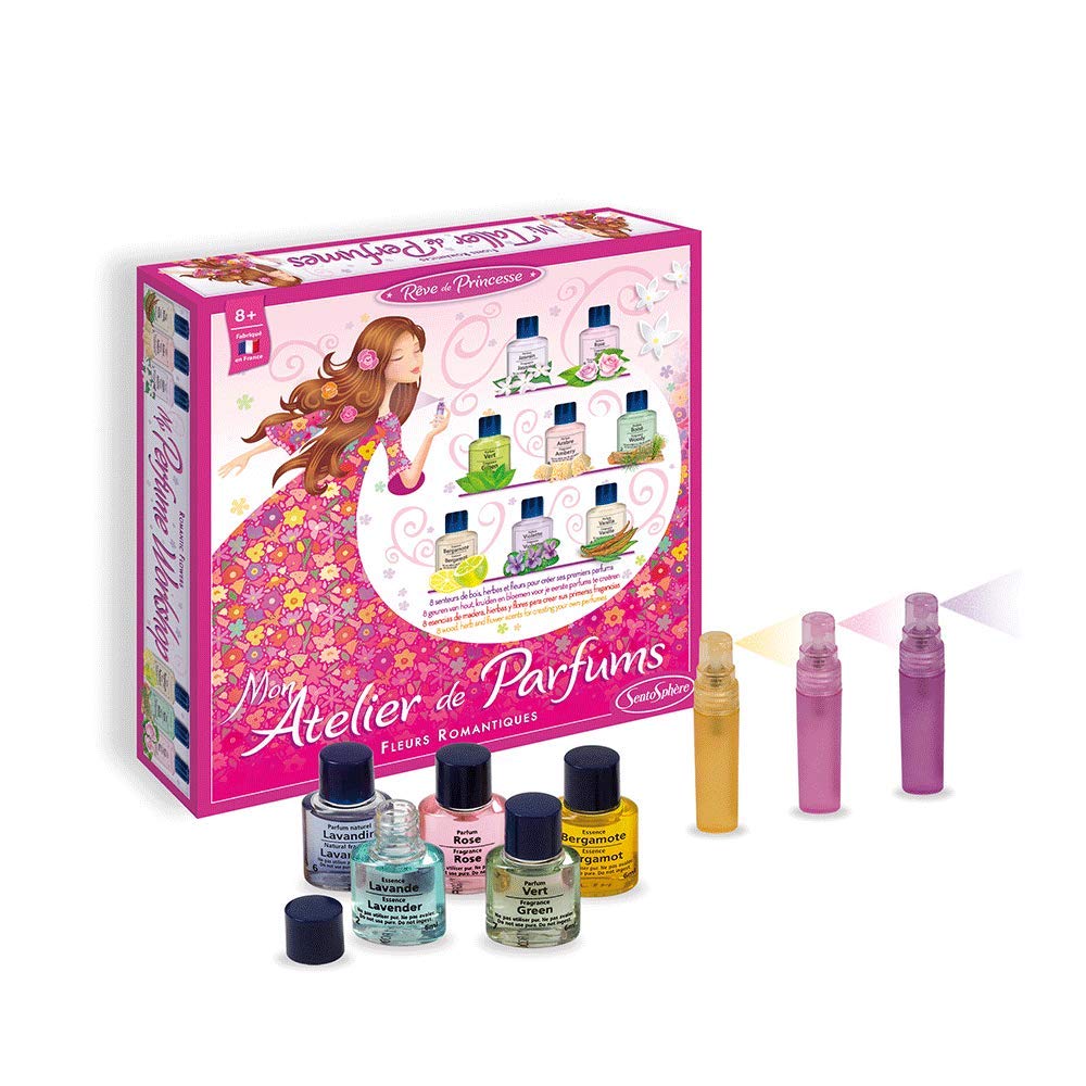 SentoSphère - MON ATELIER DE PARFUMS - Fleurs Romantiques - Création de parfums - Kit DIY Cosmétique - Laboratoire Créatif - Rêve de Princesses - A partir de 8 ans - Fabriqué en France