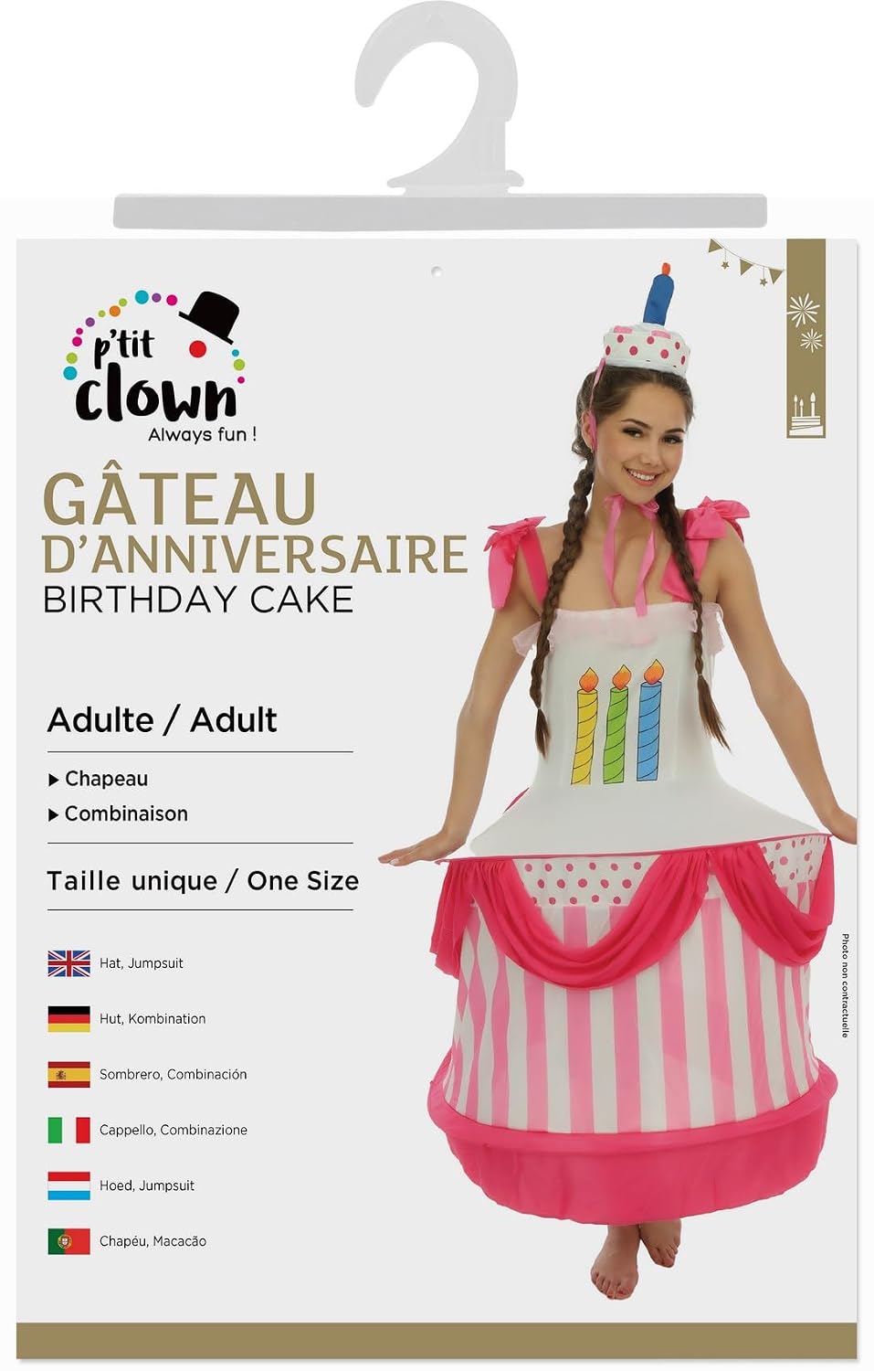 P'TIT CLOWN — Déguisement Gâteau d'Anniversaire Taille Unique – Image 4