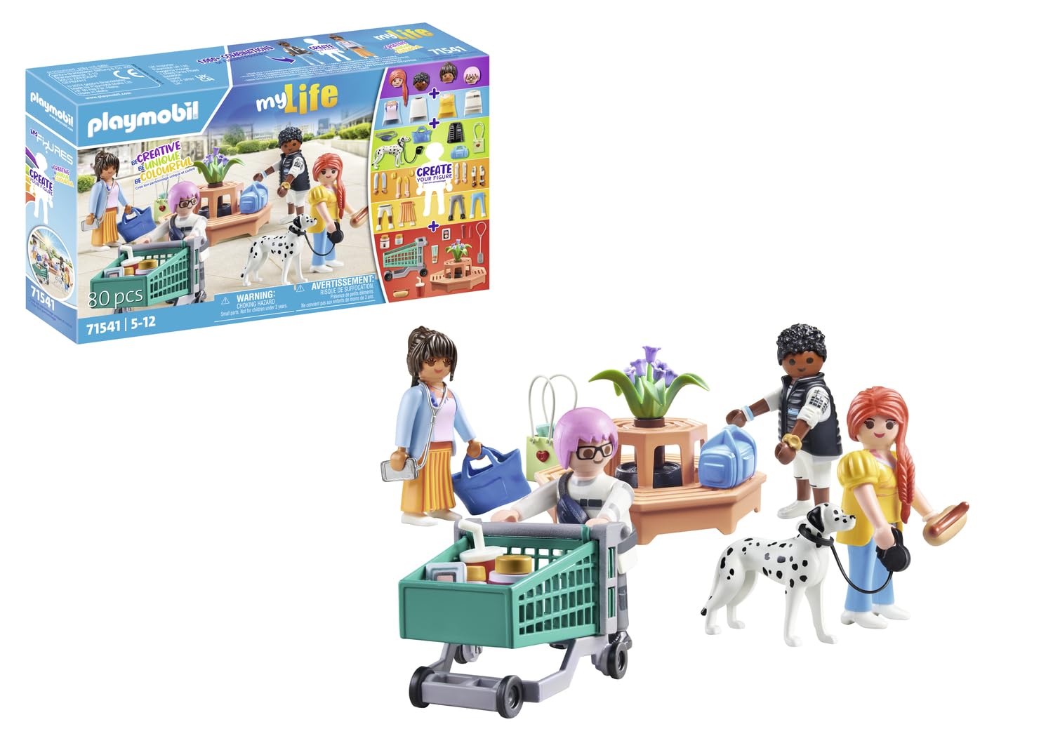 Playmobil 71541 MyFigures Shopping - Comprend Quatre Personnages Qui sont compatibles avec Toutes Les pièces des Pochettes Surprises Figures - MyLife - Dès 5 Ans