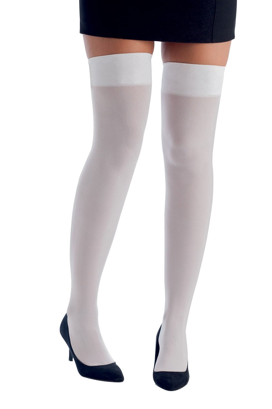 P'TIT CLOWN - 74720 - Bas Blanc Femme - La Paire - 50 Deniers - Accessoire de Déguisement - Pour Carnaval, Fêtes à Thèmes, Noël, Halloween, Christmas, Anniversaire, Nouvel An - Adulte Taille Unique