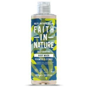 Faith in Nature Gel Douche et Bain Naturel Algues et Agrumes, Détoxifiant Végan et Respectueux des Animaux, Sans Parabènes et Sans SLS, 400ml