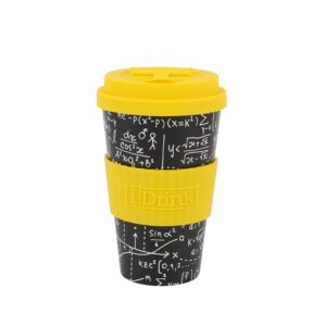 IDRINK®- Tasse à café en RPET avec ouverture et bouchon en silicone, facile à transporter Tasse à emporter de 435 ml en plastique recyclé 8,7 x 8,7 x 15 cm 435 ml (Math)