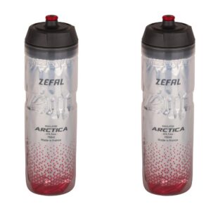 ZEFAL Pack Arctica 75 - Lot de Deux Bidons Vélo 750 ML - Gourde Vélo Isotherme - Inodore et Etanche - Bidon Sport sans BPA - Argent/Rouge