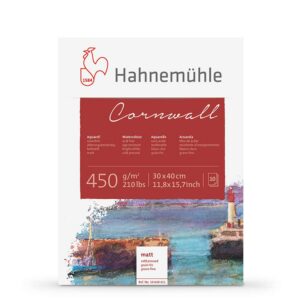 Hahnemühle - Aquarelle bloc - Bloc collé 4 côtés - Cornwall - 30x40cm - 450g/m² - 10 feuilles - Grain fin