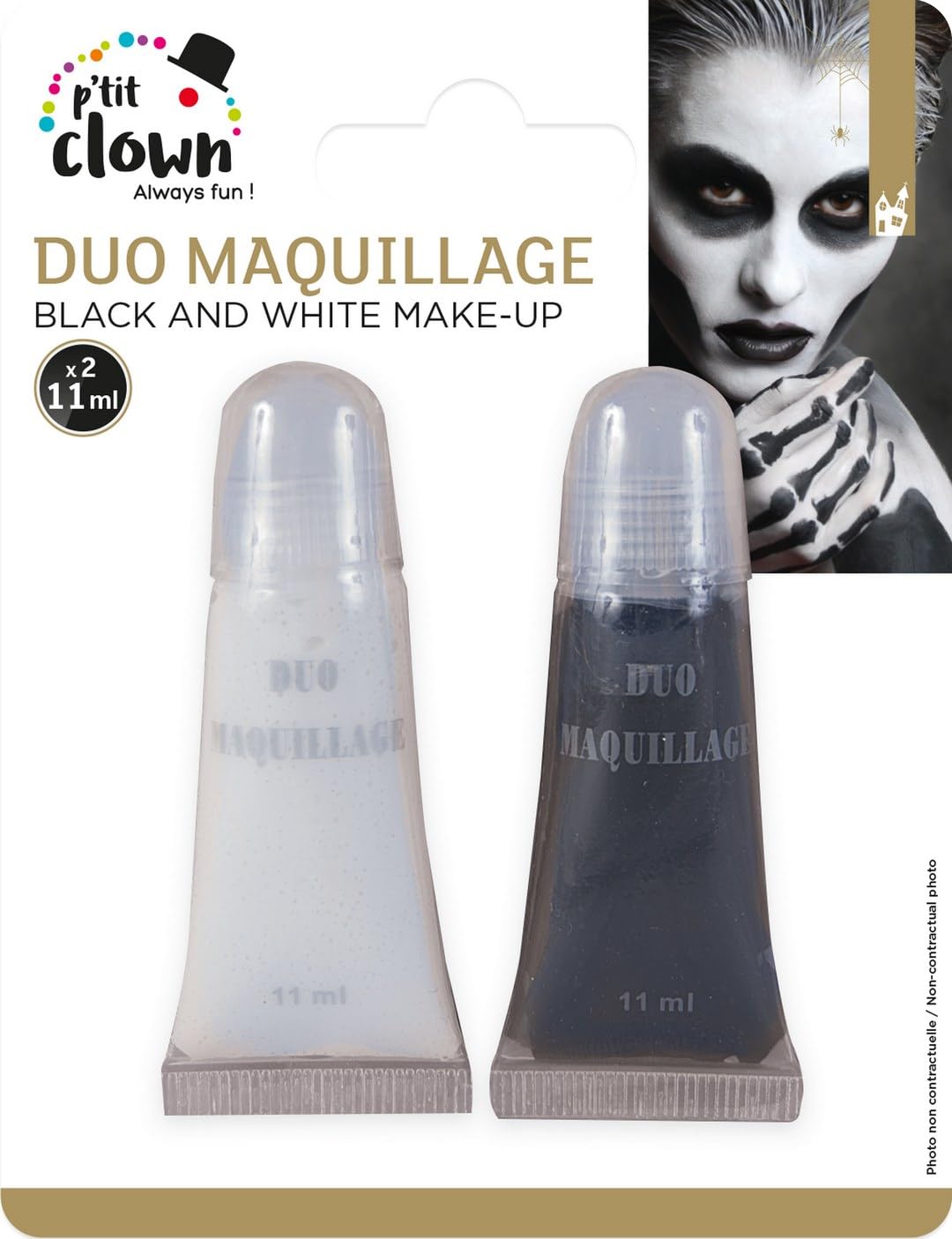 P'TIT CLOWN — Fard Gras Maquillage Noir et Blanc – Image 3