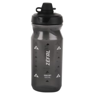 ZEFAL Sense Soft 65 No Mud Bidon Velo - Gourde VTT Avec Protection De La Tetine - Bidon Eau Sport Sans BPA - Noir Fume, 650ml
