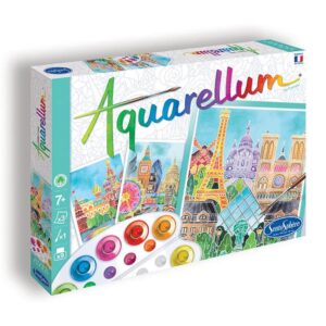 Sentosphère – Aquarellum grand format - - CAPITALES - Kit peinture aquarellable - Activité créative avec 3 tableaux 32,5 x 25 cm – 9 peintures incluses - 7 à 99 ans - Fabriqué en France - 6397