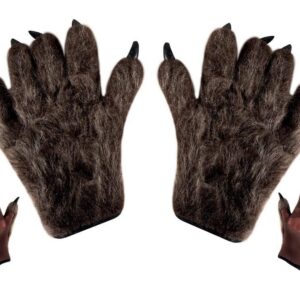 P'tit Clown - 23525 - Gants Loup-Garou Adulte - Accessoire Déguisement Halloween, Cosplay - Marron