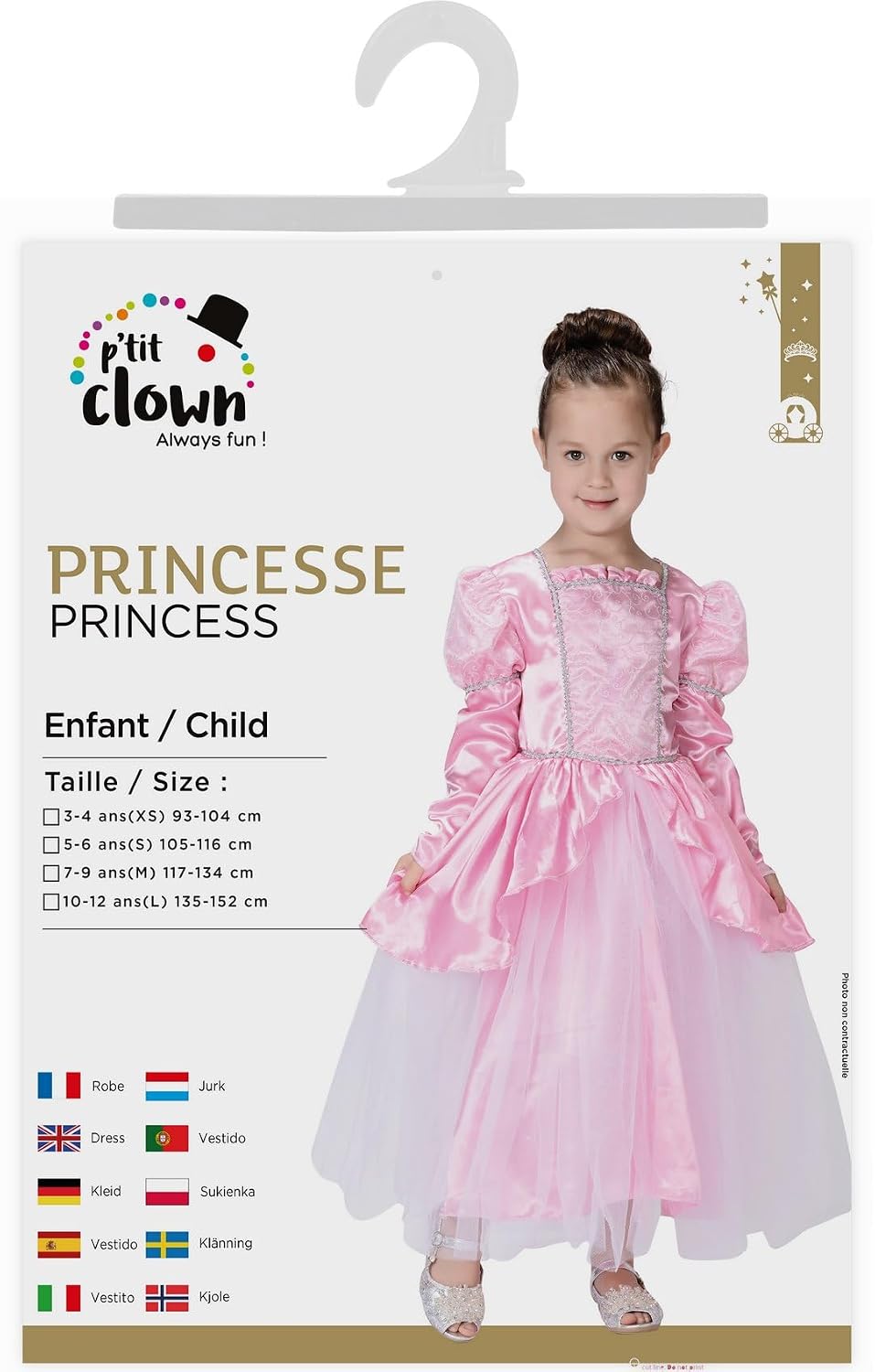 P'TIT CLOWN — Déguisement Princesse Enfant Rose 10-12 ans – Image 2