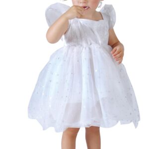 P'TIT CLOWN - Robe Enfant Princesse Étoile - Polyester - Blanc (5/6 Ans)