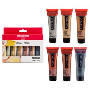 Amsterdam Standard Series Set de Peinture Acrylique | Set Métallique (6 x 20 ml) | 6 Couleurs Métalliques Brillantes