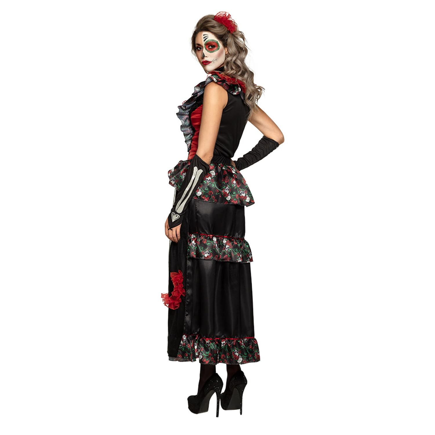 Boland - Costume La Muerte pour Adultes, Robe, Menottes, Collier et Accessoires pour Les Cheveux, Carnaval, fête à thème, Halloween, Jour des Morts