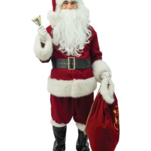 P'TIT CLOWN - Costume de Père Noël Luxe - Déguisement Santa Claus Effet Velours - Tenue Pere Noel Complète pour Fête de Fin d'Année, Christmas - Rouge (XXL)