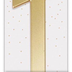 P'TIT CLOWN - Bougie Géante Anniversaire - Bougie Chiffre - Parfaite pour Décoration Gâteau - Fête Enfant, Adulte, Birthday Party - Hauteur : 13 cm - Or (1)