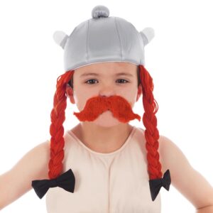 Chaks - Casque Obélix pour garçon, accessoire officiel du costume Astérix et Obélix, casque en tissu avec tresses pour carnaval et Comic Con