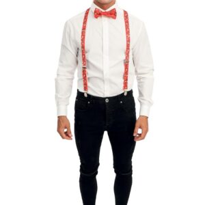 P'TIT CLOWN - 50305 - Set de Déguisement Noël - Adulte, Unisexe - Bretelles, Noeud Papillon, Lunettes - Parfait pour Compléter votre Costumes pour les Fêtes de Fin d'Année, Christmas - Rouge