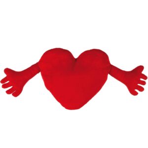 Out of the blue Coussin-Peluche Cœur Rouge avec Bras/Dimensions : 70 x 30 cm