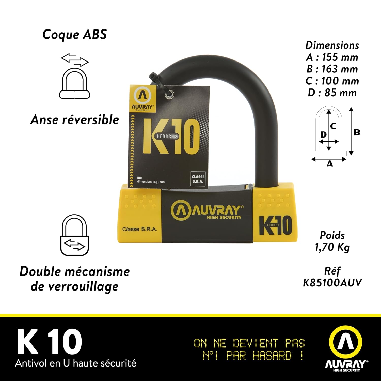 AUVRAY K10 — Antivol moto U certifié SRA et ART – Image 2