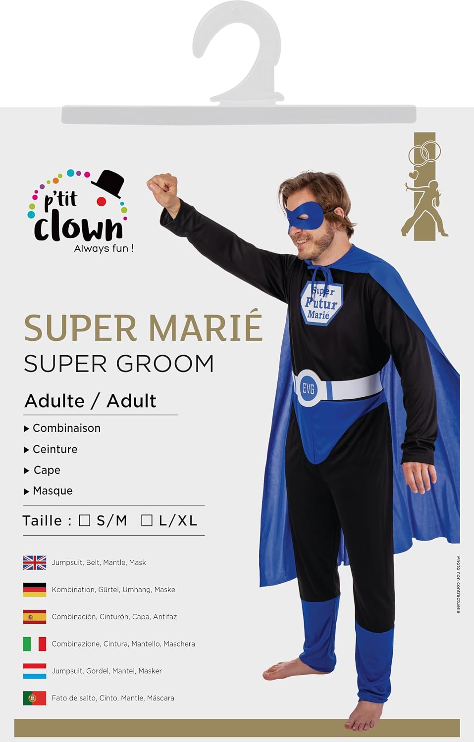 P’TIT CLOWN — Déguisement Super Futur Marié/Mariée Adulte – Image 4