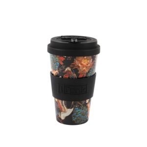 IDRINK®- Tasse à café en RPET avec ouverture et bouchon en silicone, facile à transporter Tasse à emporter de 435 ml en plastique recyclé 8,7 x 8,7 x 15 cm 435 ml (Nature)
