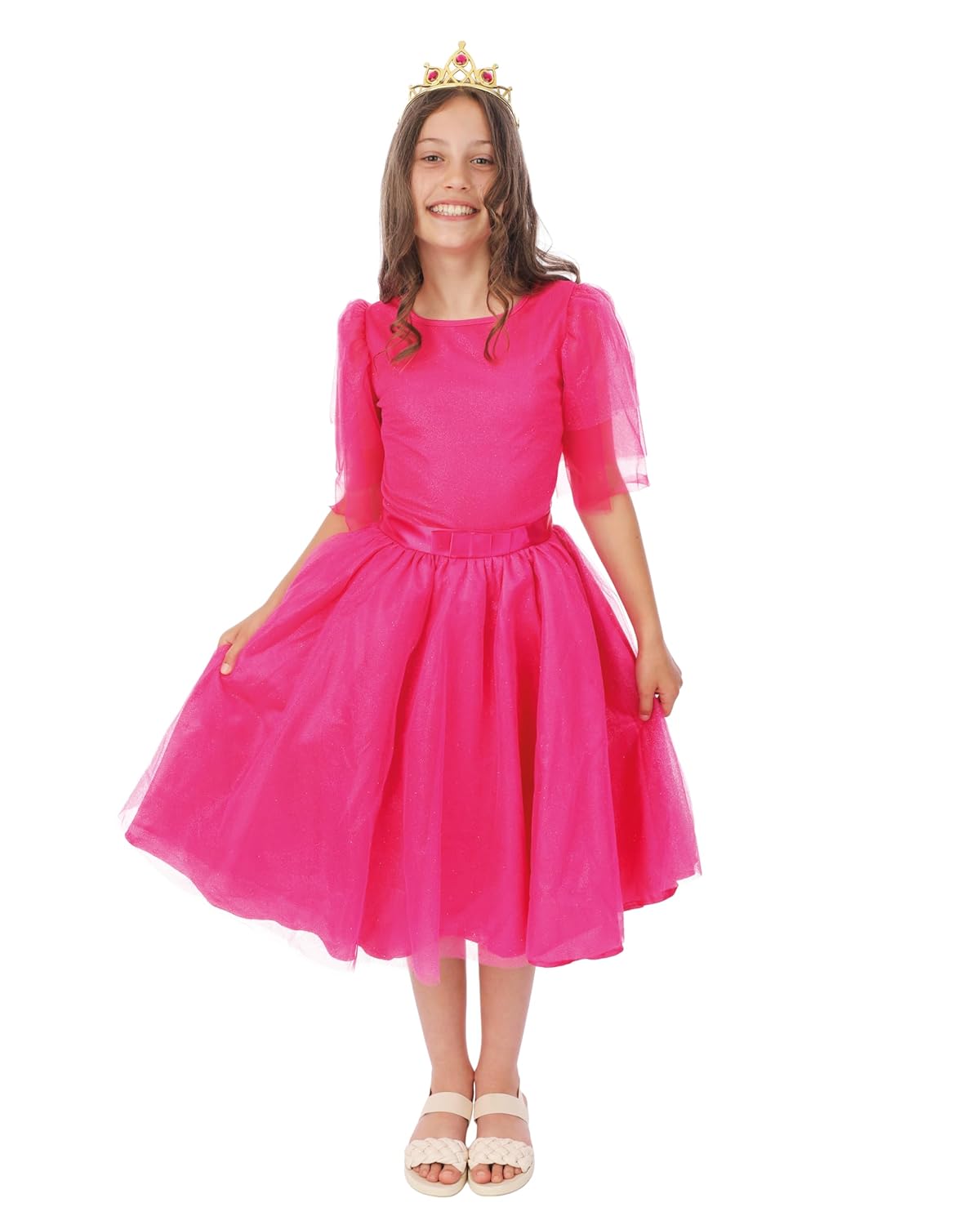 P'TIT CLOWN - Déguisement Princesse Fille - Fairytale Princess - Robe, Diadème - Costume Enfant Anniversaires, Carnaval, Cosplay, Fêtes Costumées et Évènements à Thème - Rose (3/4 ans)